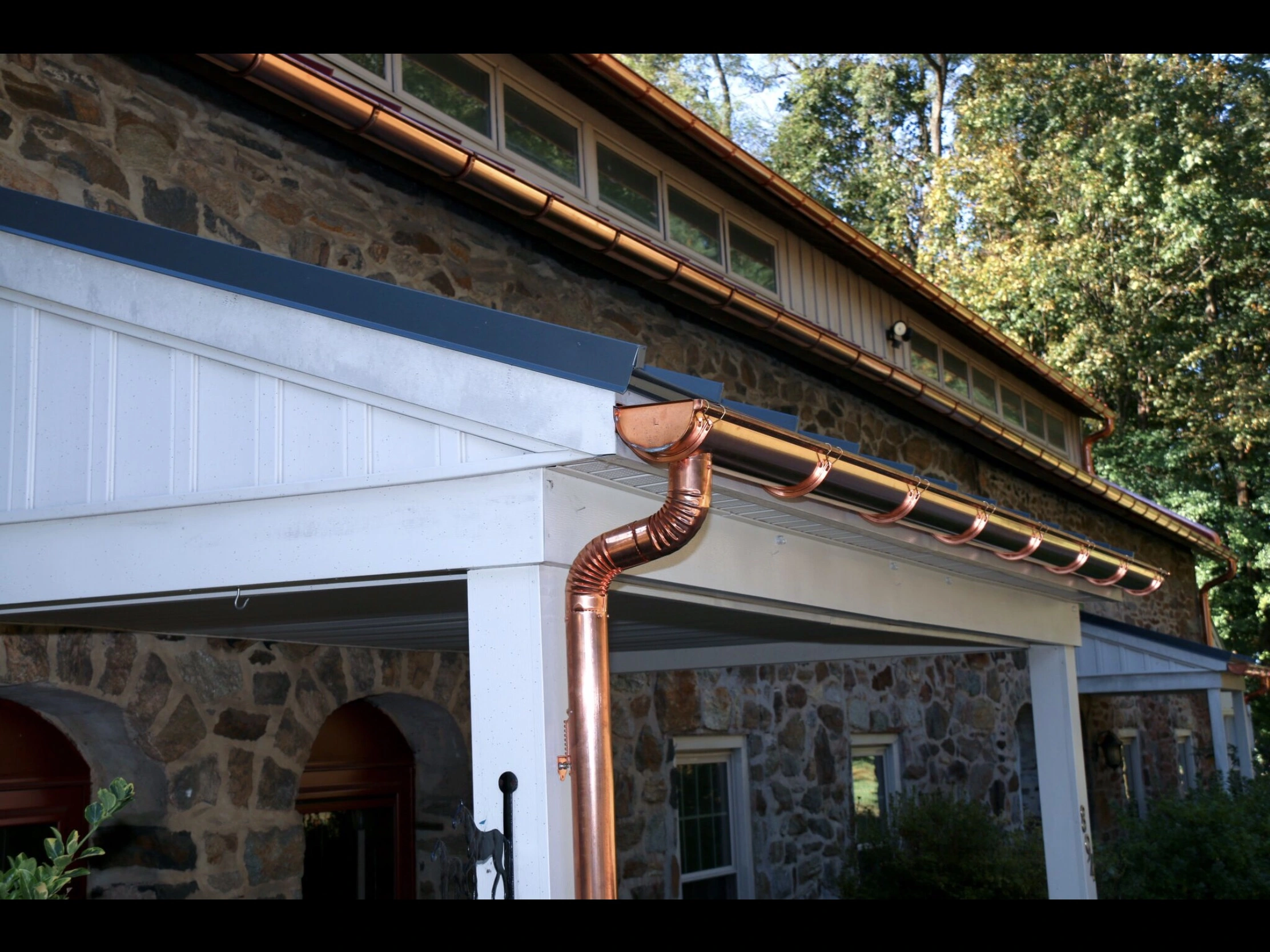 Copper Gutter Replacement on Stone Building