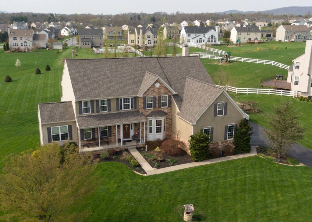aerial view of a neighborhood in southeastern pa