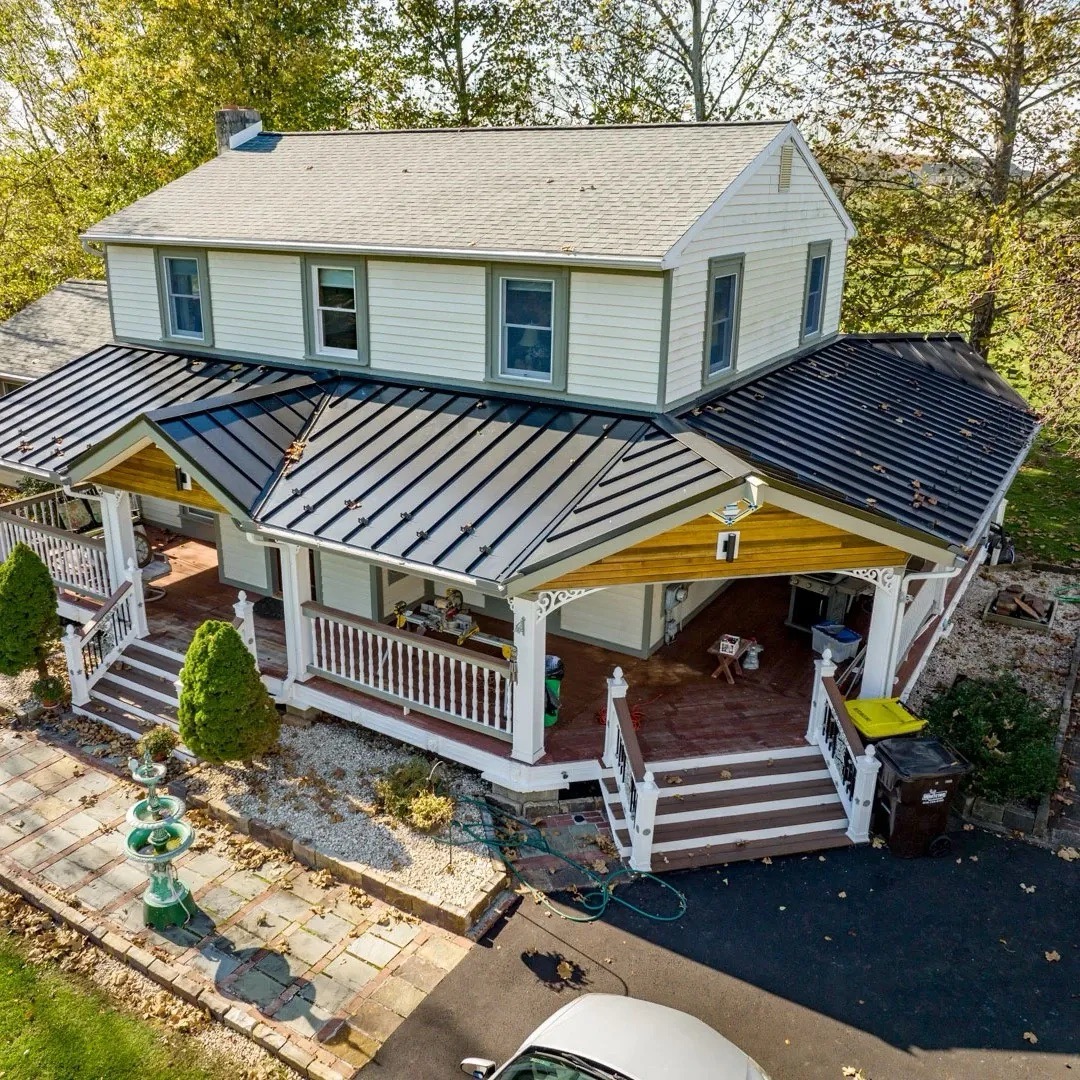 metal and asphalt shingle roof