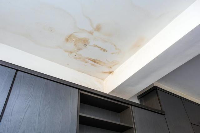 Leak stains on inside ceiling
