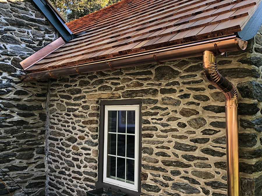 copper roof and gutter